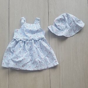 Carter's Striped Baby Dress and Hat Set